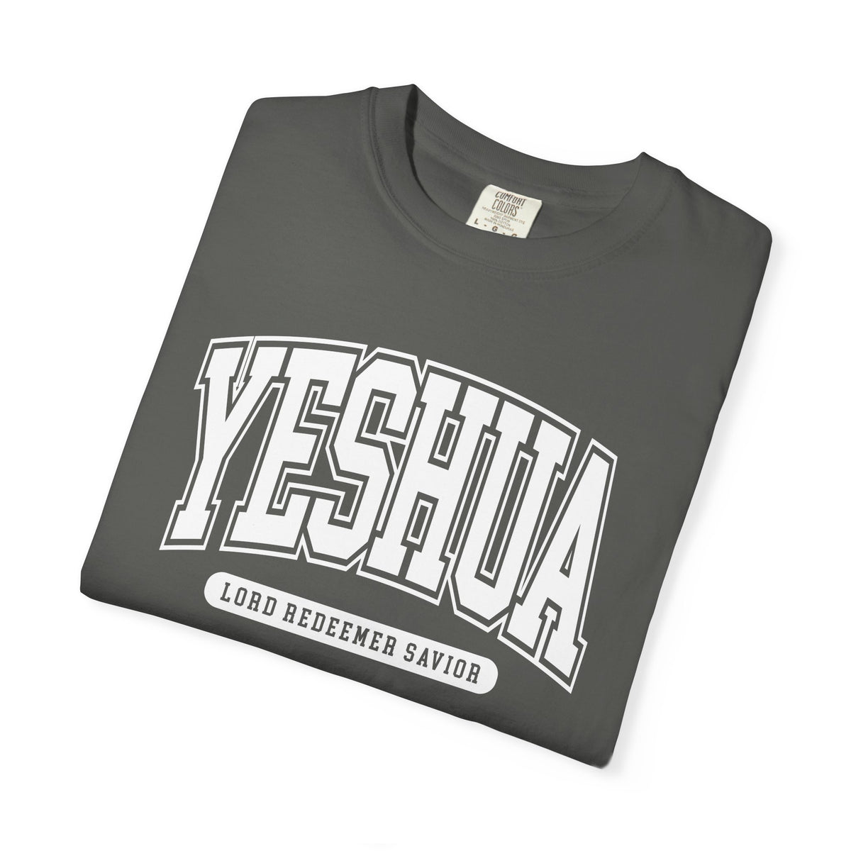 Yeshua Graphic T-Shirt — Retro Collegiate 'Lord Redeemer Savior' Christian Tee