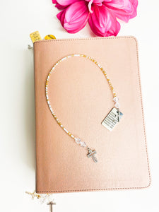 Blessed Life Silver Bible Bookmark | Gold & Cream