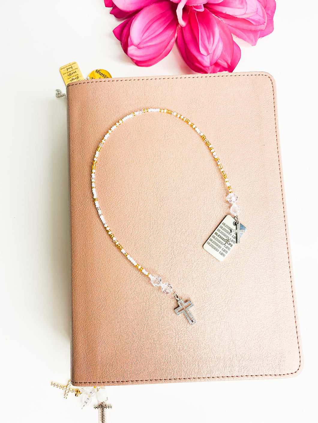 Blessed Life Silver Bible Bookmark | Gold & Cream